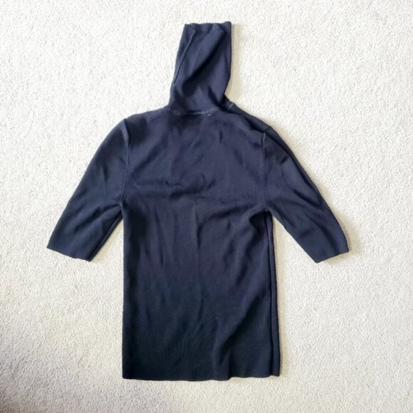 Zara Ribbed Body Con Knit Black Stretch Cyberpunk Cutout Turtleneck Top S - Picture 4 of 6